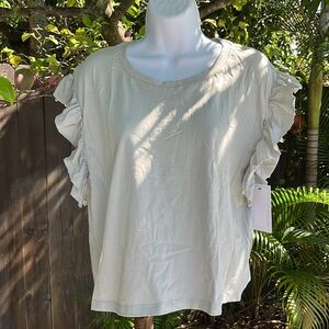 FOR THE REPUBLIC Flutter Sleeve Top size small